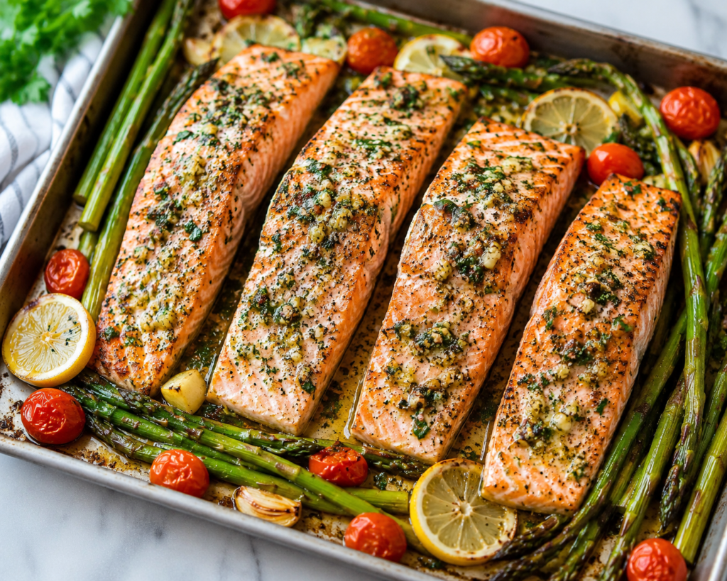 Garlic Herb Sheet-Pan Salmon: Elegant and Quick Healthy Dinner Ideas